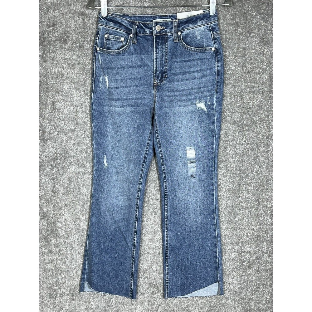 And Now This The Step Hem High Rise Cropped Jeans Womens Size 28 Distressed Blue